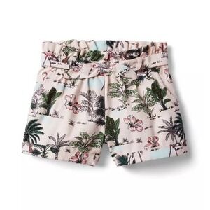 NEW‎ Janie and Jack Kids Waist Paperbag Shorts Pink 6 Tropical Flamingo Coastal